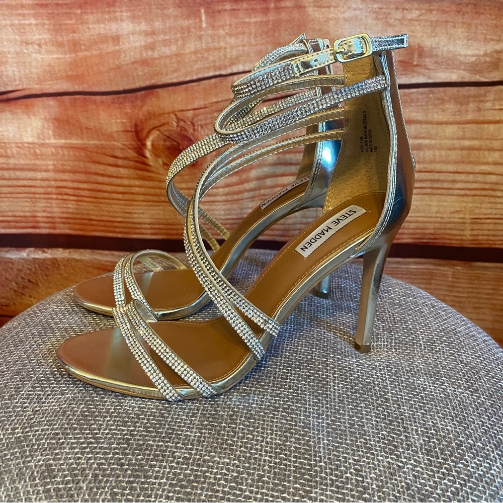 Steve Madden Fiffi Rhinestone Heels Strappy Sandals